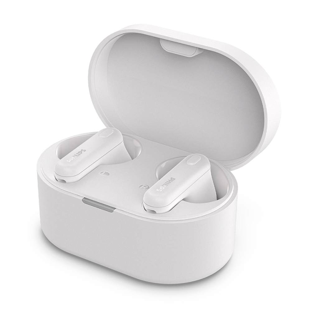 Imagen 1 del producto Audífonos bluetooth True Wireless Philips TAT1108, resistencia al agua IPX4, duración máx. 15 horas con estuche de carga, blanco